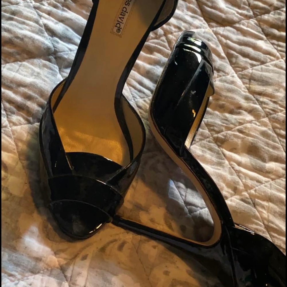 Charles’s David black open toe skinny heel